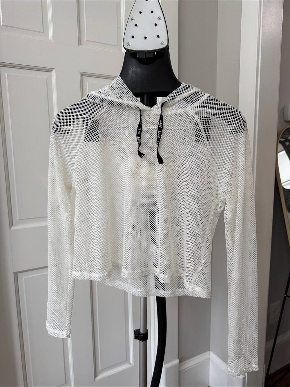 Bozzolo Women’s White Mesh Hoodie - Lightweight Layering Top
